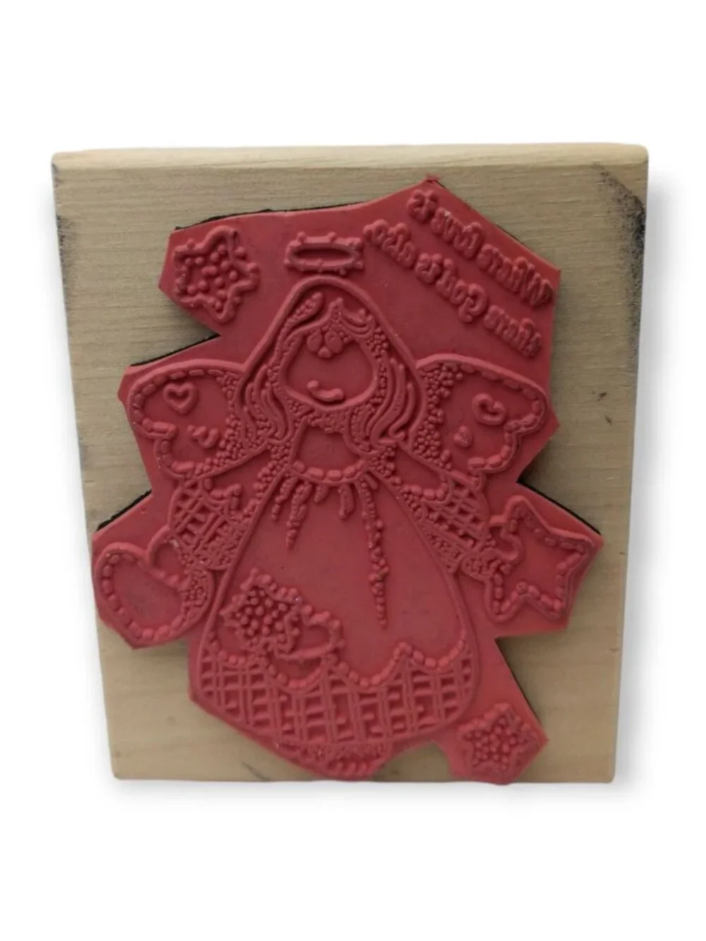 Vintage 2 Piece Patchwork Angel and Country Flowers Girl Rubber Stamp Bundle